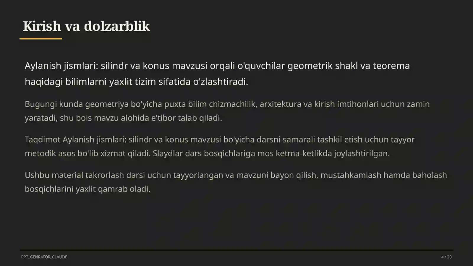 Aylanish jismlari: silindr va konus (11-sinf) 4