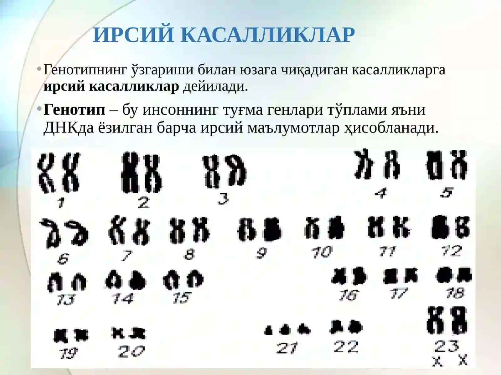 Irsiy kasallikning tasnifi (gen, xromosoma, genom kasalliklari) 4