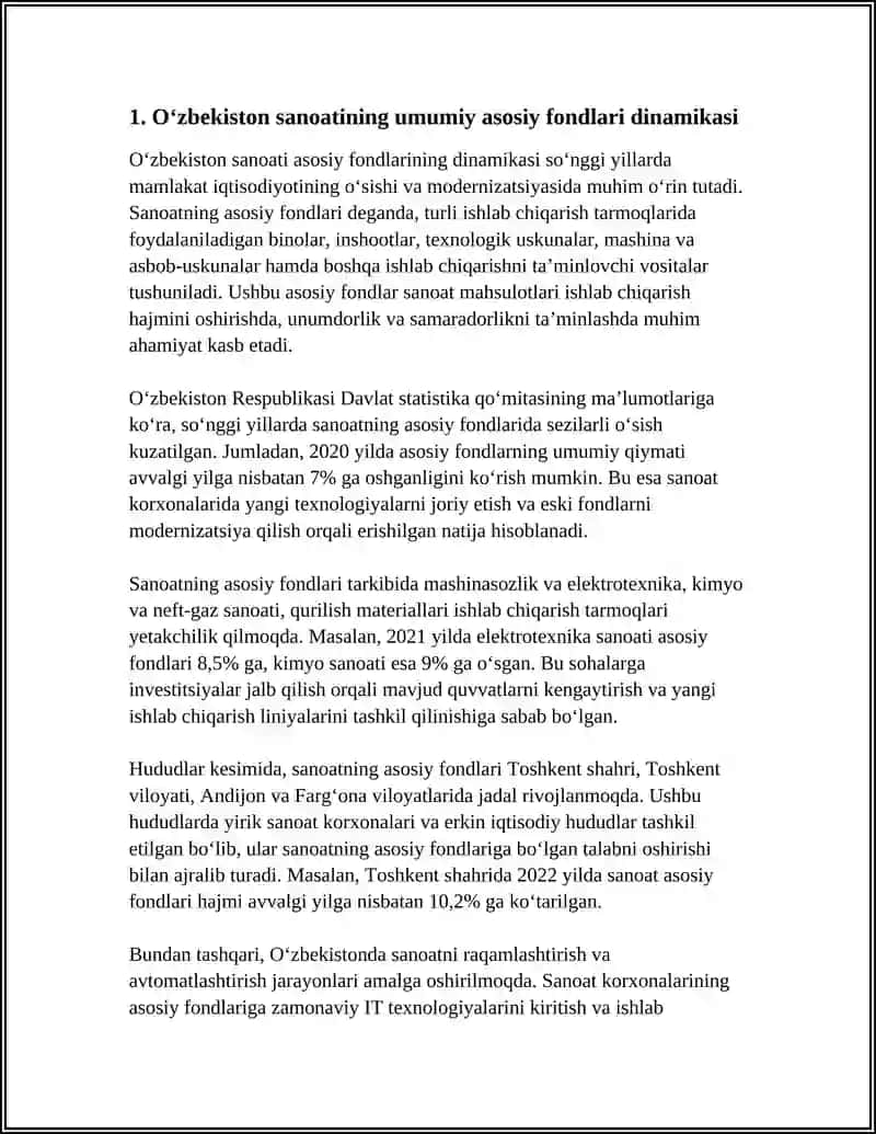 O‘zbekiston sanoati asosiy fondlari dinamikasi 4