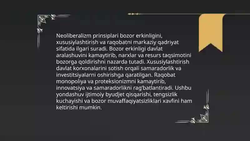 Neoliberalizm konsepsiyalarining ahamiyati va xususiyati 4