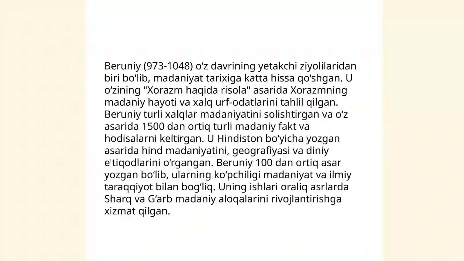 Abu Rayhon Beruniyning Asar al Boqiya va Hindiston asarlari haqida 4
