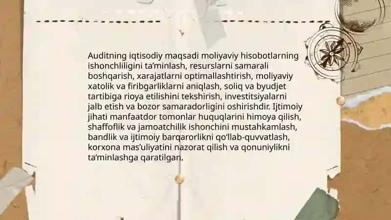 Audit fanining predmeti, maqsadi va vazifalari 4