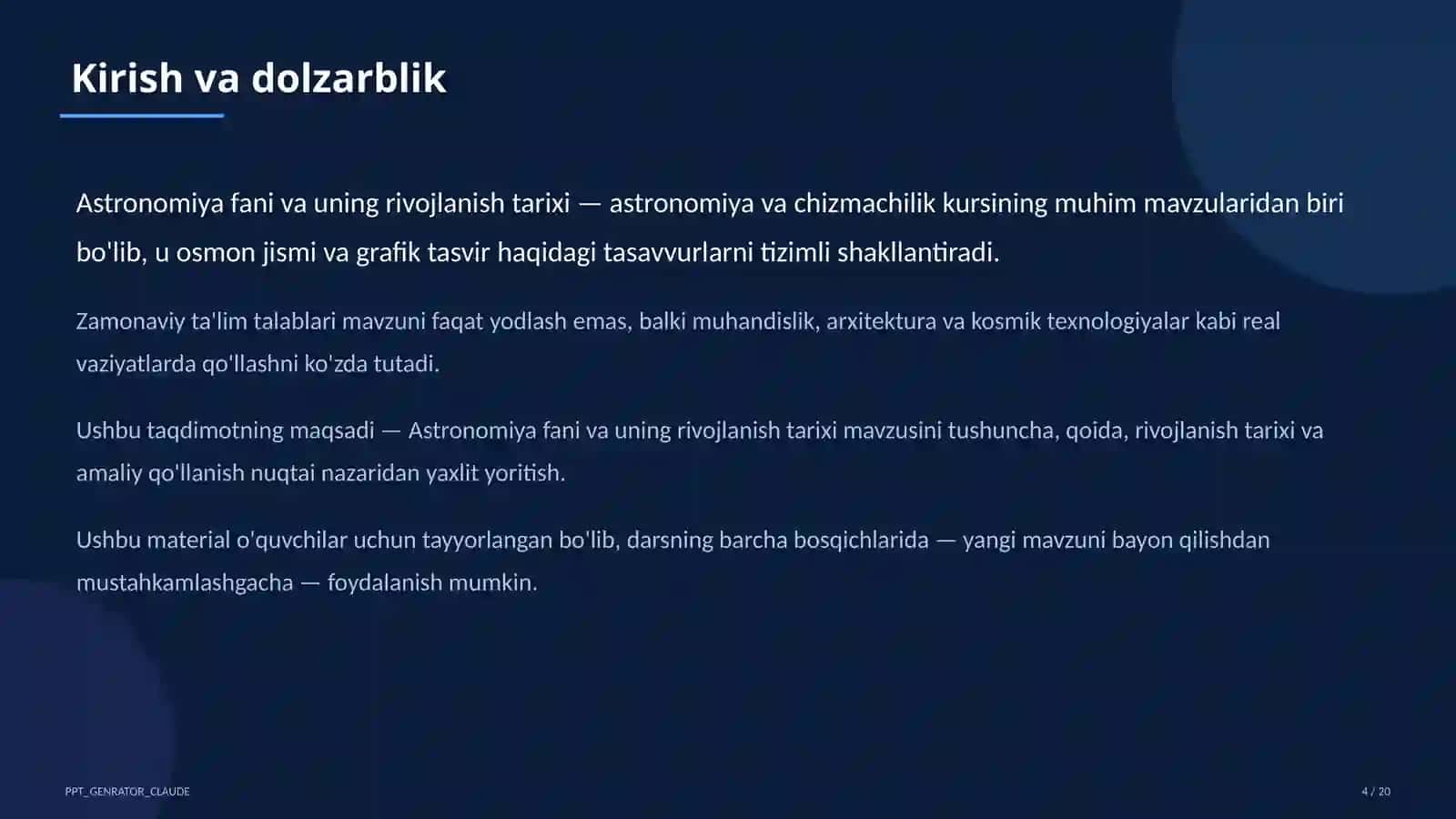 Astronomiya fani va uning rivojlanish tarixi (10-sinf) 4