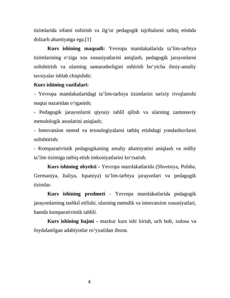 Yevropa mamlakatlarida ta'lim-tarbiya masalalarining olib borilishi va komparativistik tahlili 4