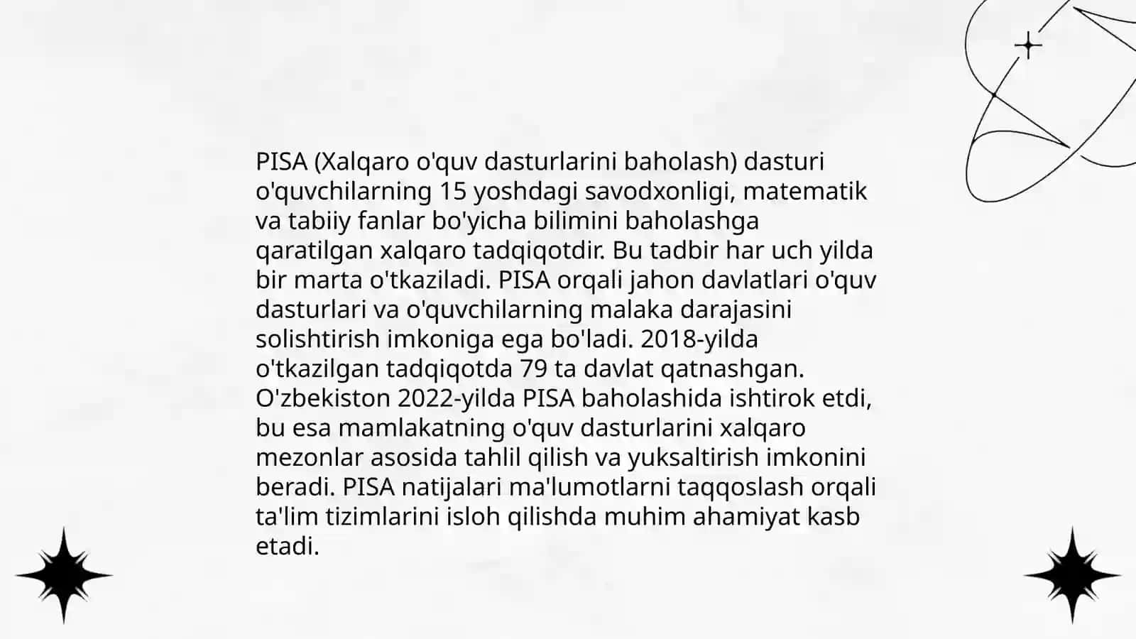 PISA xalqaro baholash dasturi mazmun va mohiyati 4