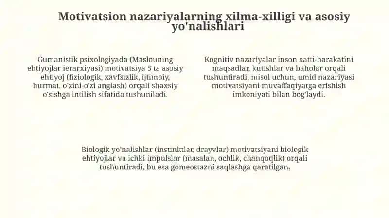 Xorij psixologiyasida motiv va motivatsiya muammosi 4