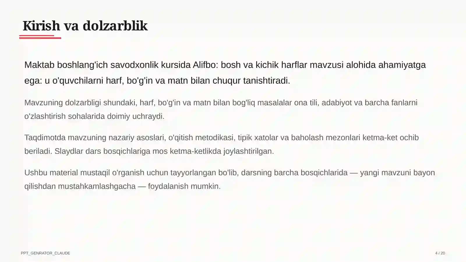 Alifbo: bosh va kichik harflar (1-sinf) 4