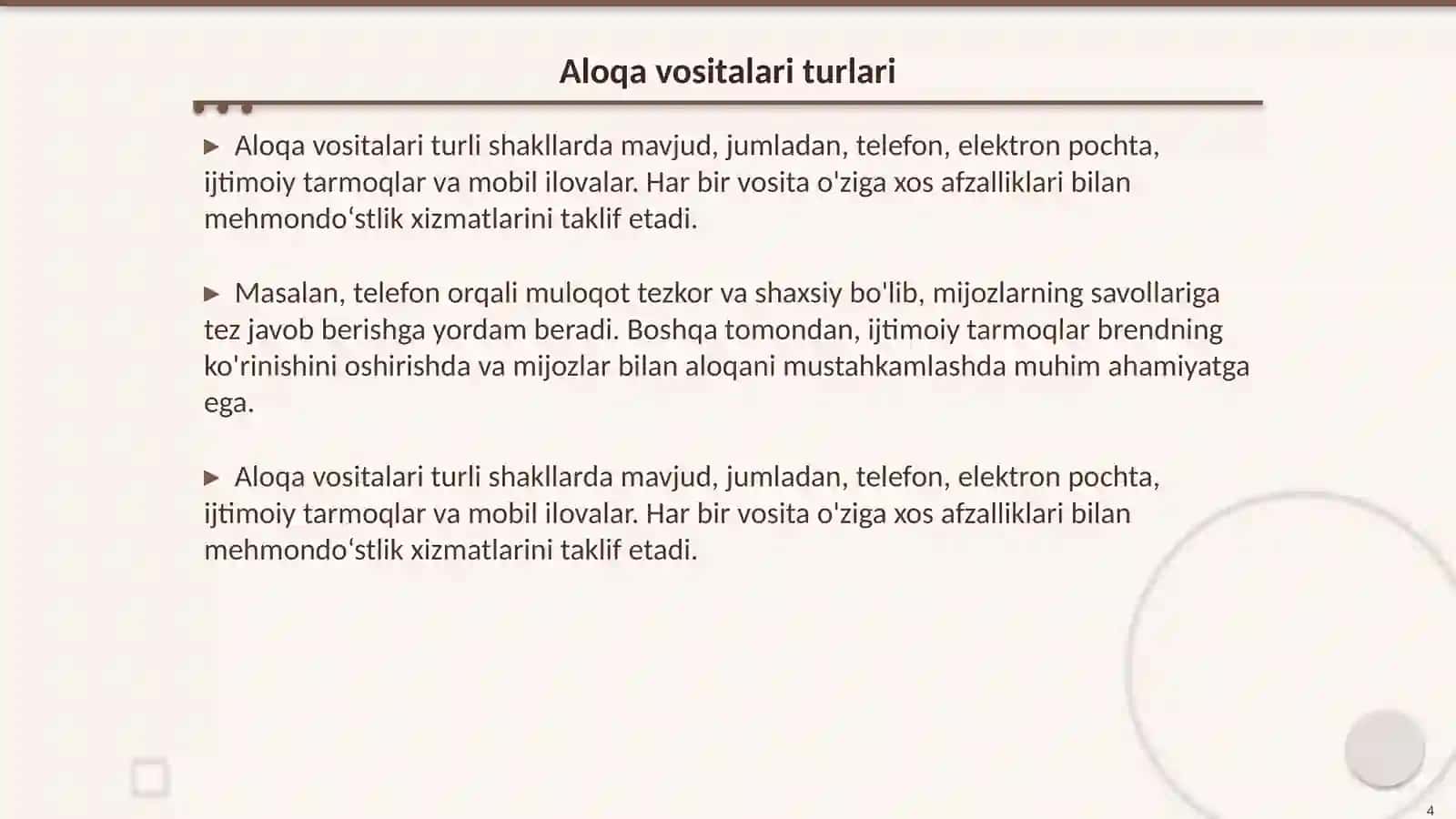 Aloqa va axborot vositalari mehmondo‘stlikda 4