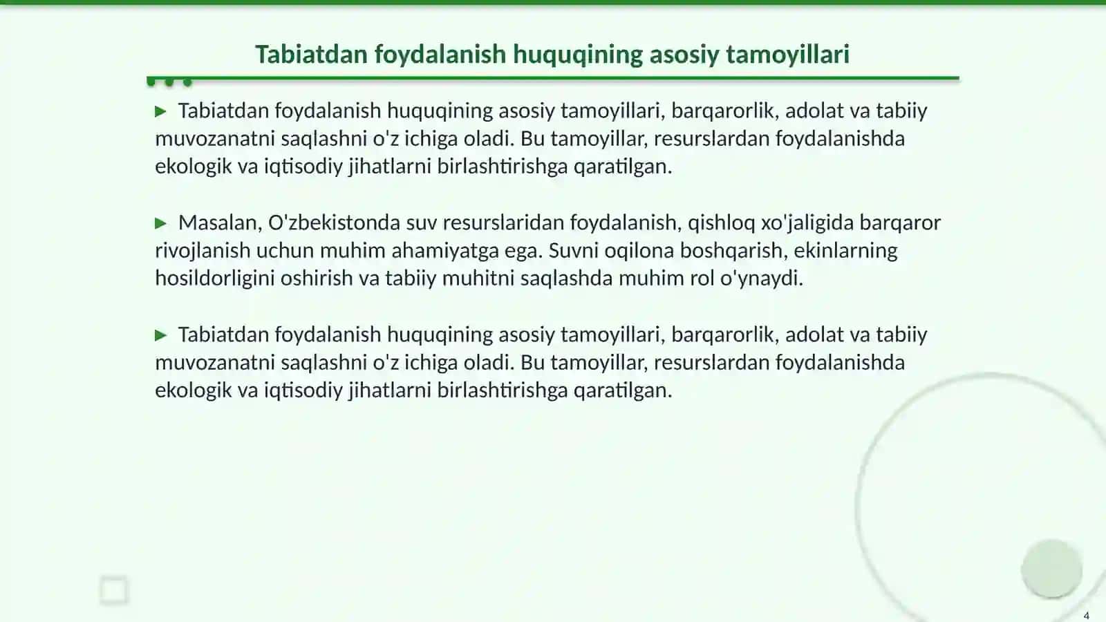 Tabiatdan foydalanish huquqi 4