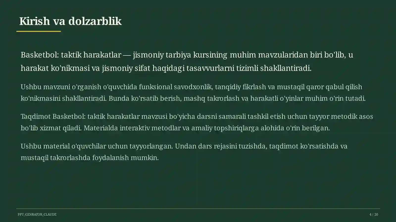Basketbol: taktik harakatlar (8-sinf) 4
