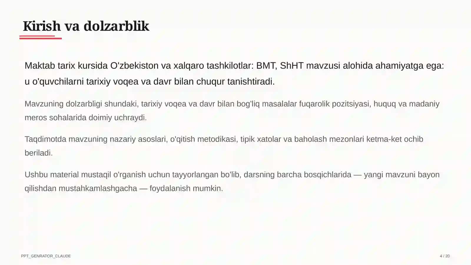 O'zbekiston va xalqaro tashkilotlar: BMT, ShHT (11-sinf) 4