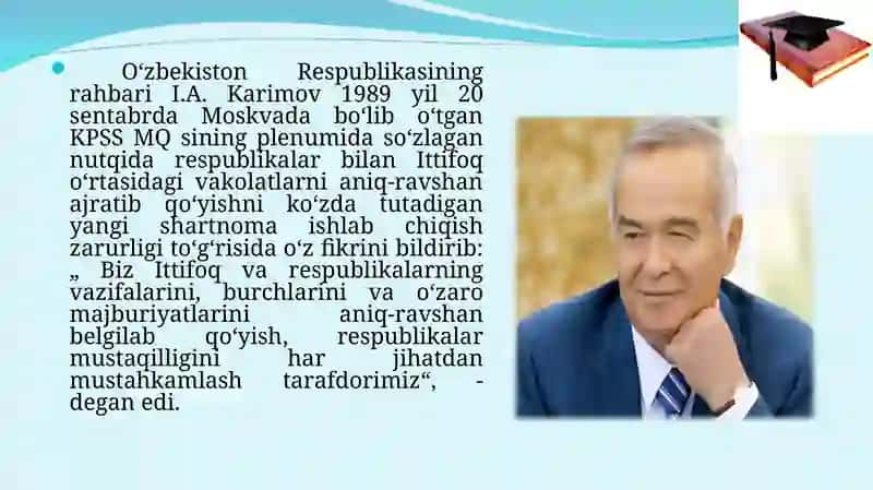Mustaqil O‘zbekiston Respublikasining tashkil topishi va uning tarixiy ahamiyati. 4