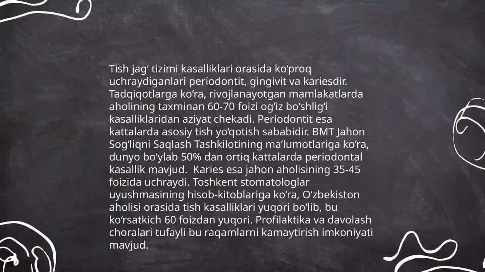 Tish jagʻ tizimi kistalari va xavfli va xavfsiz oʻsma kasalliklari nur tashxisi 4