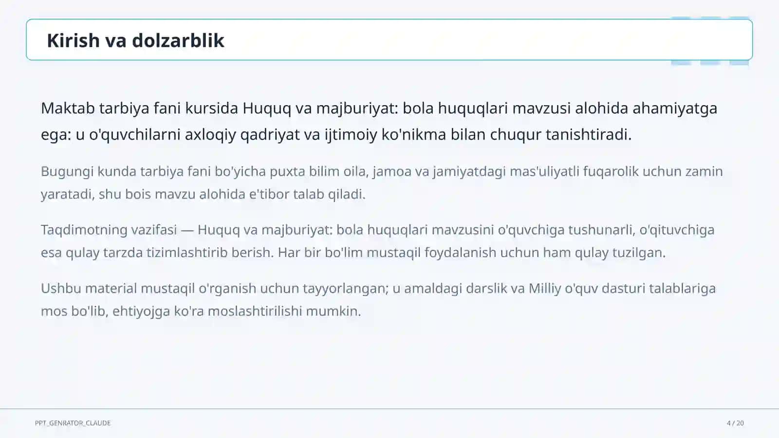 Huquq va majburiyat: bola huquqlari (8-sinf) 4
