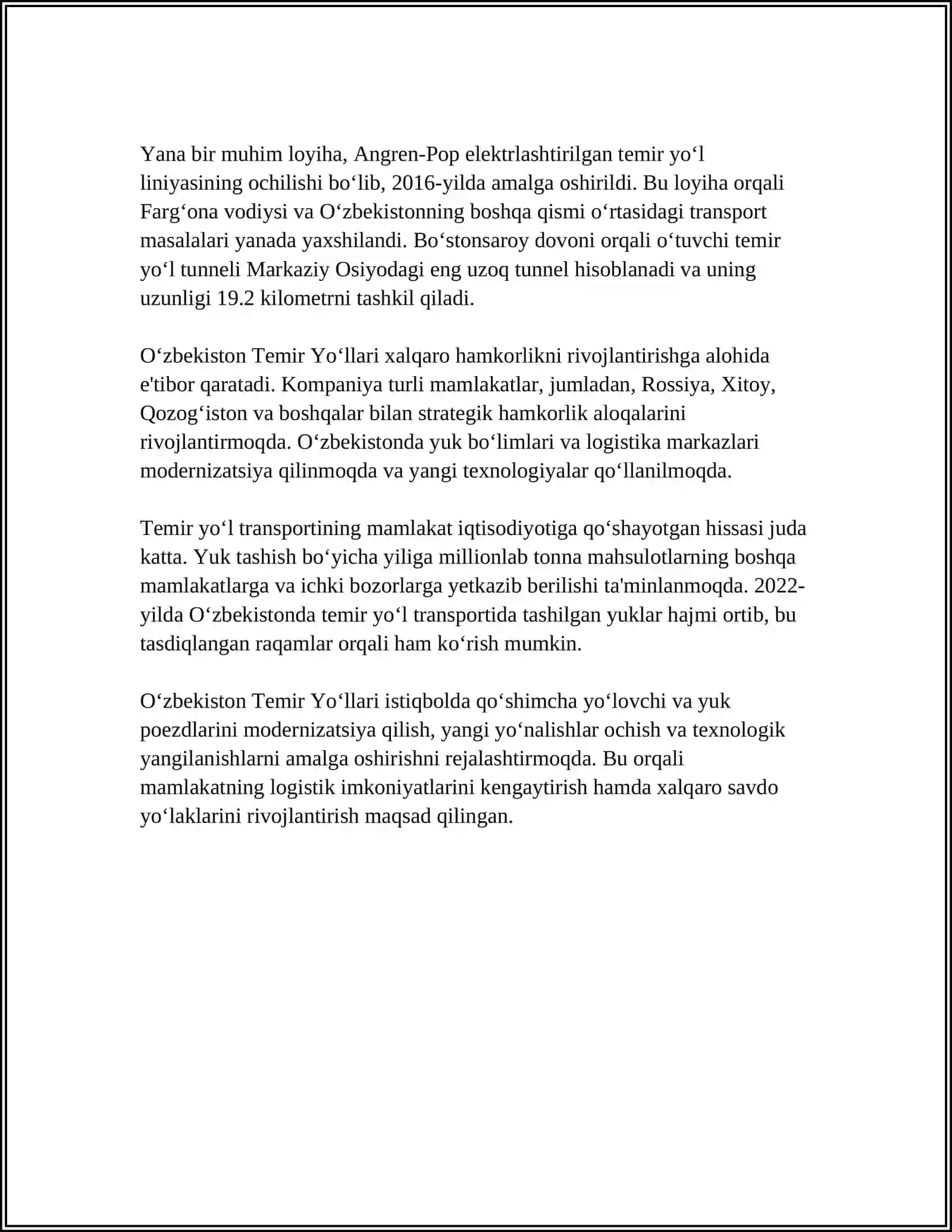 O'ZBEKISTON RESPOBLIKASIDA TEMIR YOLAR TRANSPORTING 4