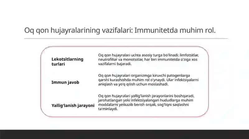 Lekotsitlar ularning turlari va vazifalaru 4