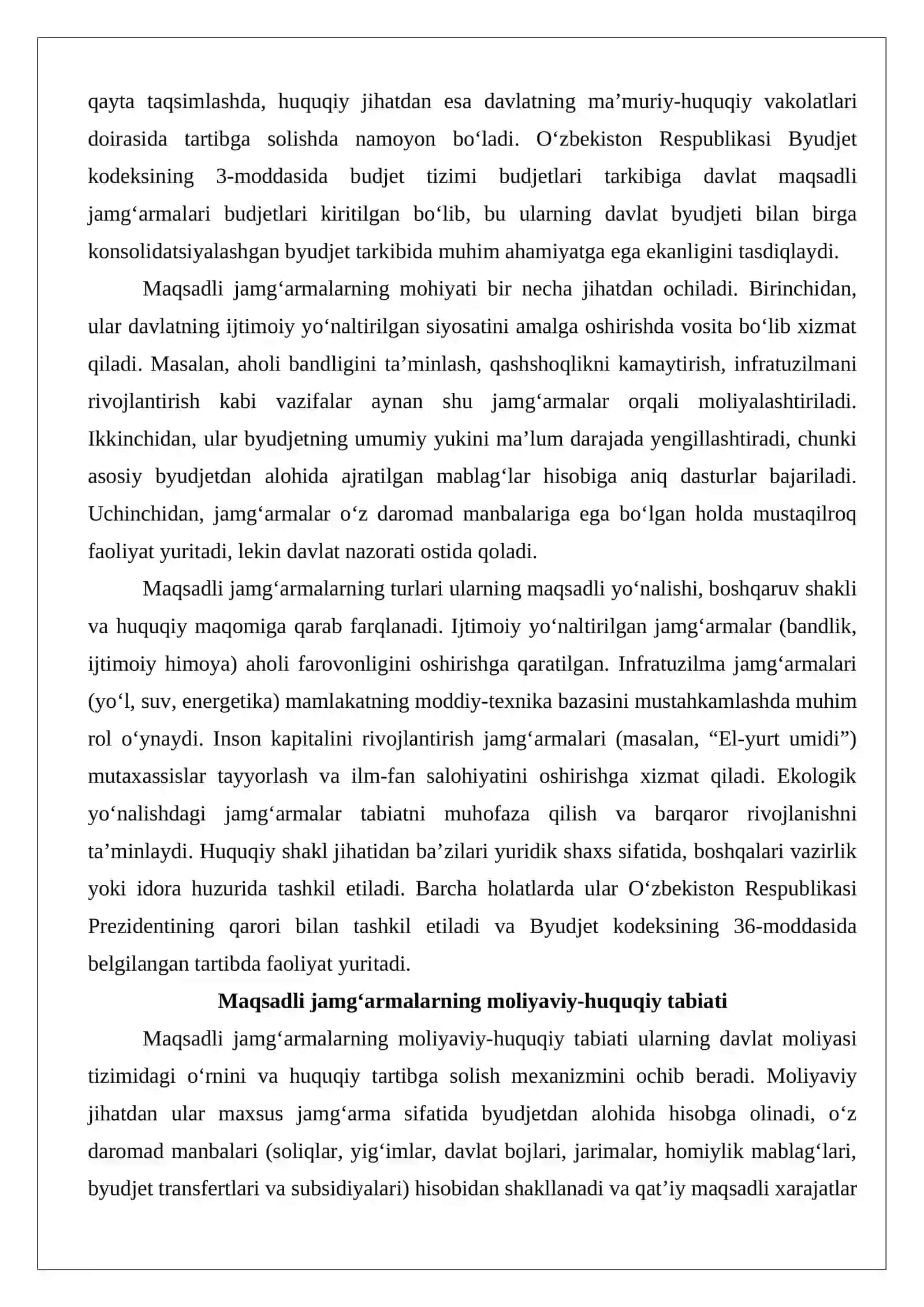 Maqsadli jamg’armalar tushunchasi, maqsadli jamg’armalar turlari 4
