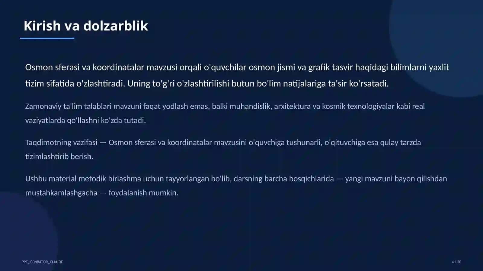 Osmon sferasi va koordinatalar (10-sinf) 4