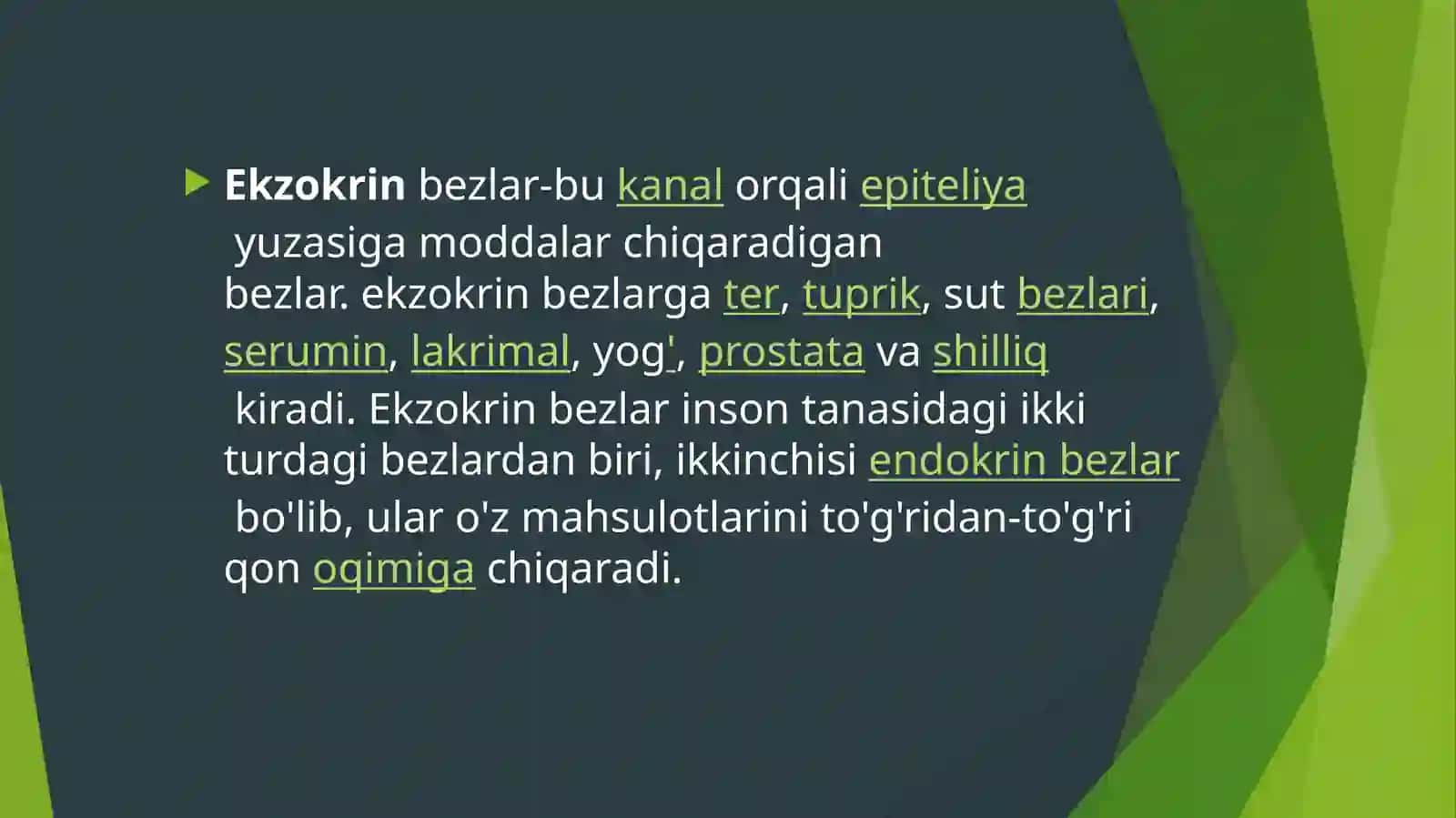 Aralash sekretsiya bezlarini  anatomik atlas tarqatma va multimedia materallar yordamida ôrganish 4