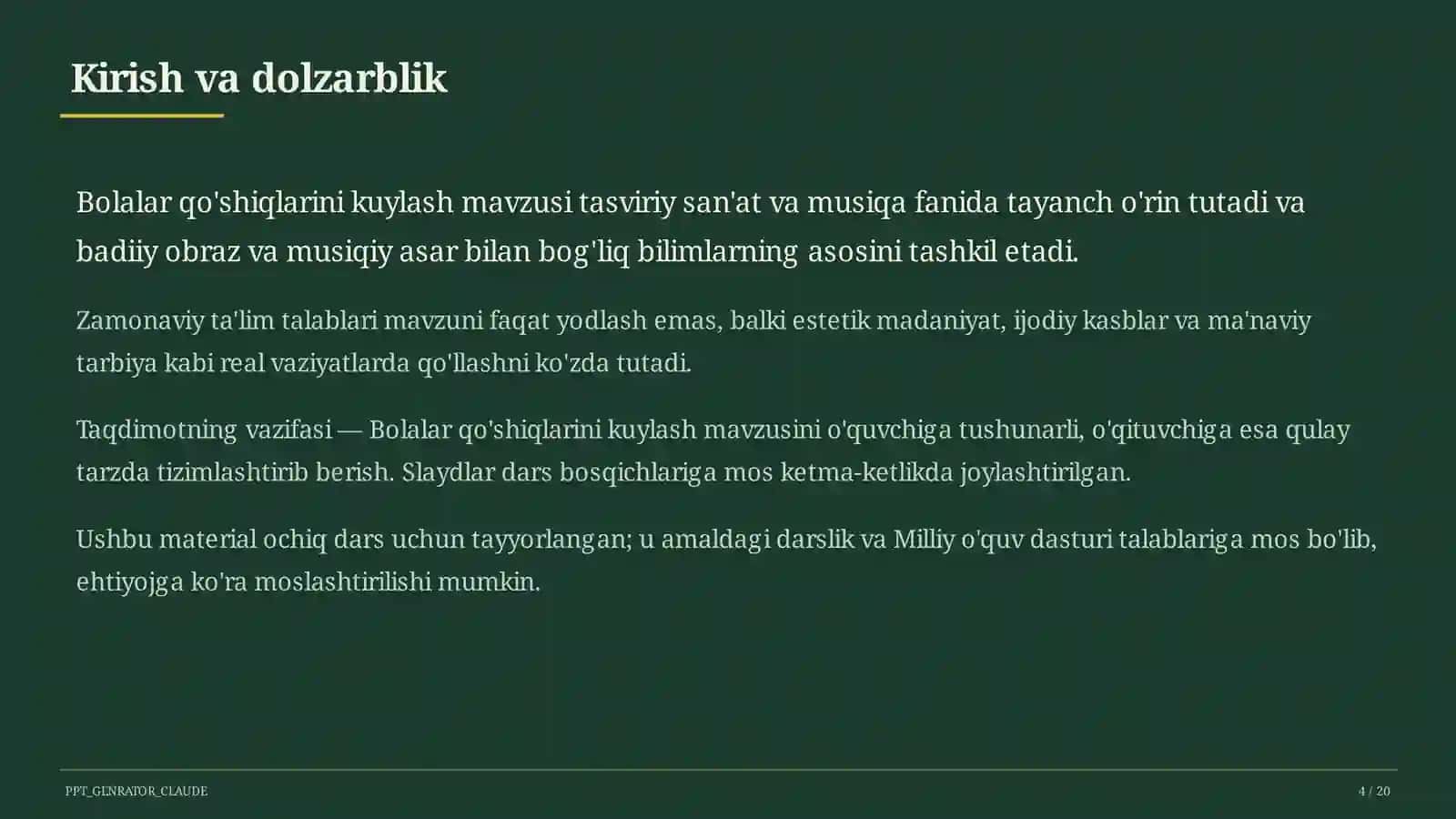 Bolalar qo'shiqlarini kuylash (1-sinf) 4