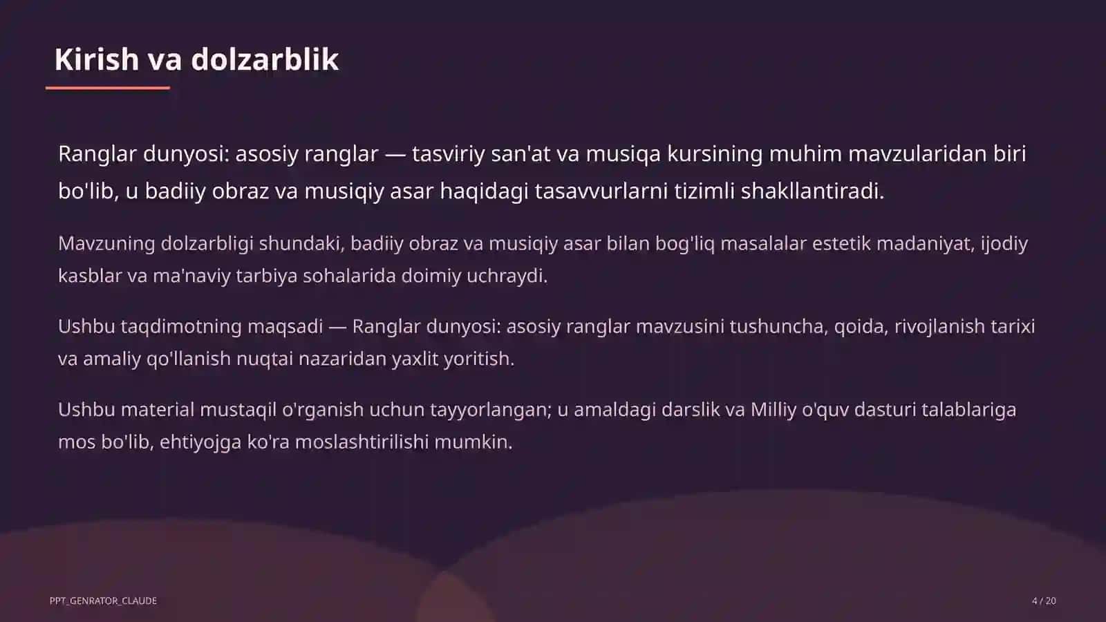 Ranglar dunyosi: asosiy ranglar (1-sinf) 4