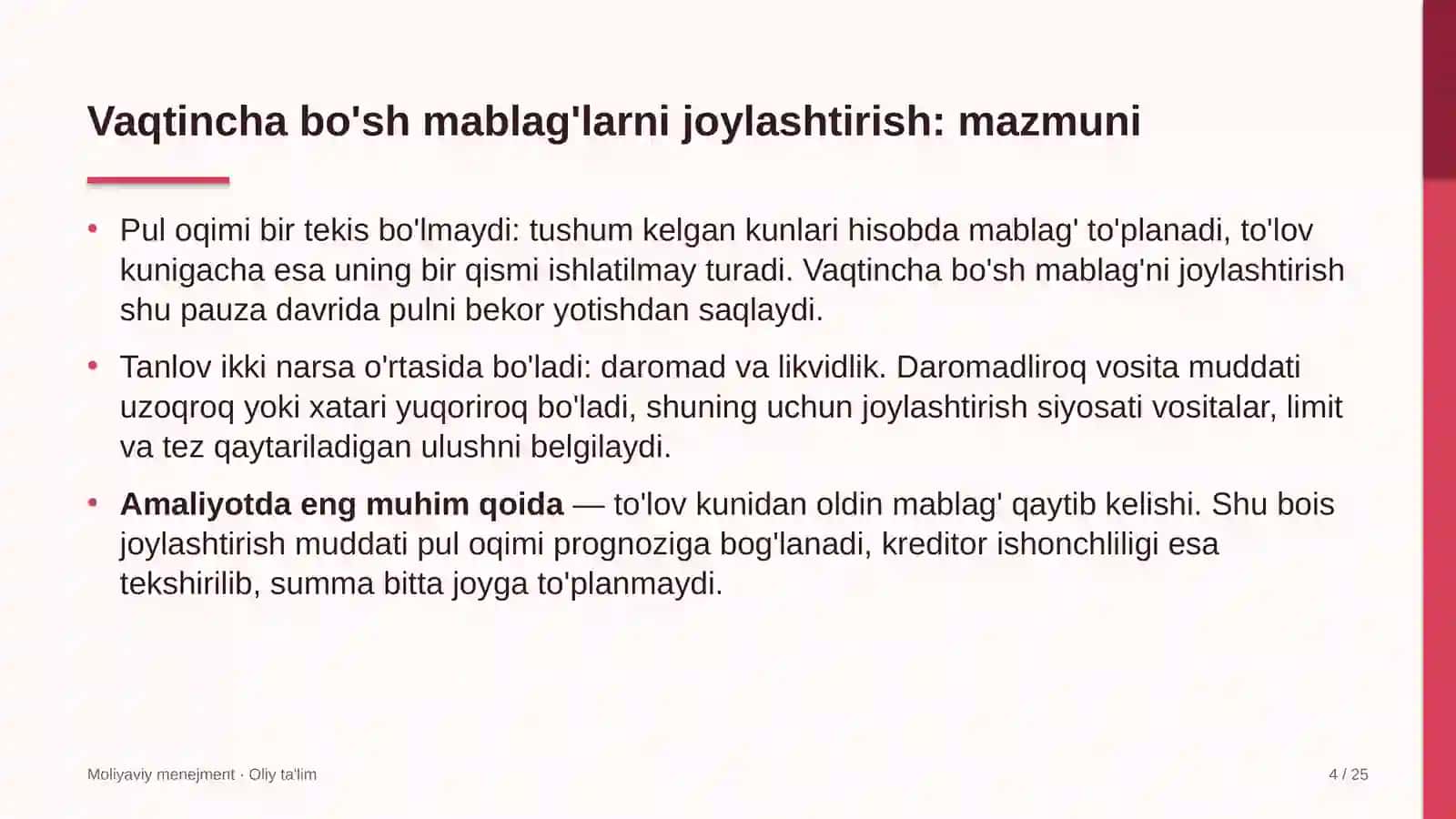 zargarlik sanoatida vaqtincha bo'sh mablag'larni joylashtirish 8527 4