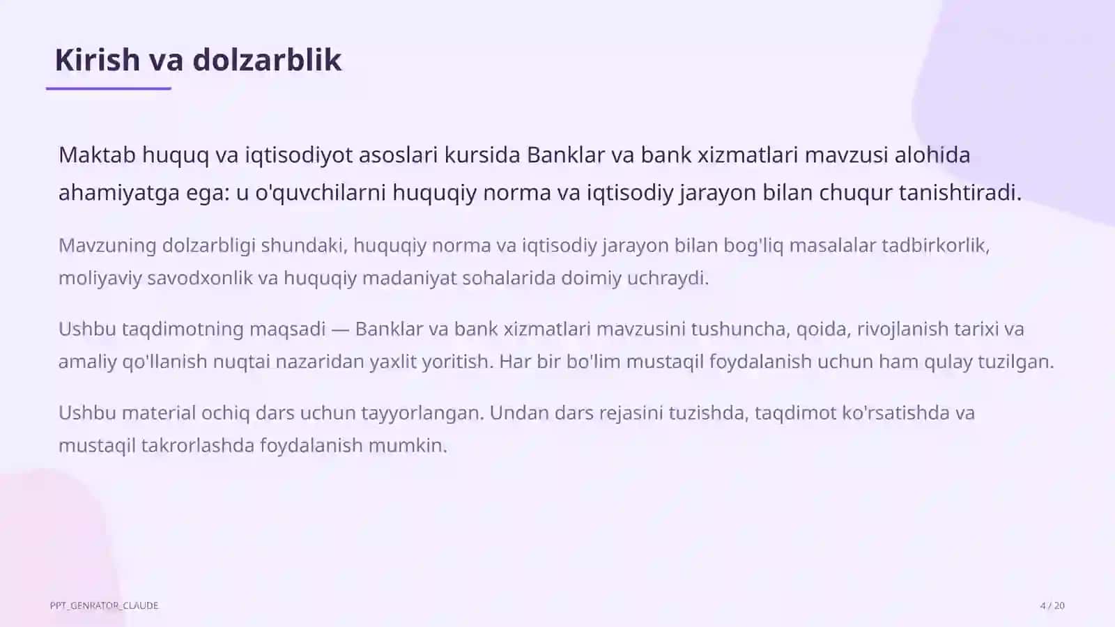 Banklar va bank xizmatlari (10-sinf) 4