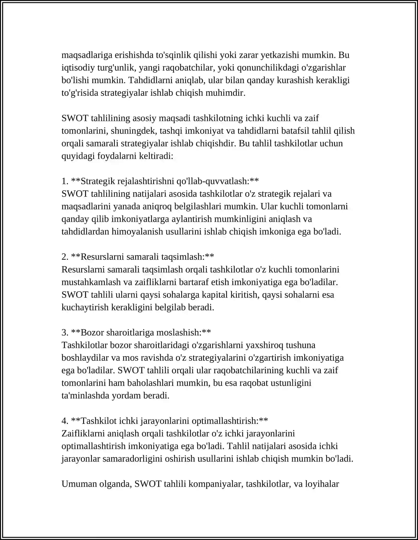 SWOT VA MOST Ta'hlili 4