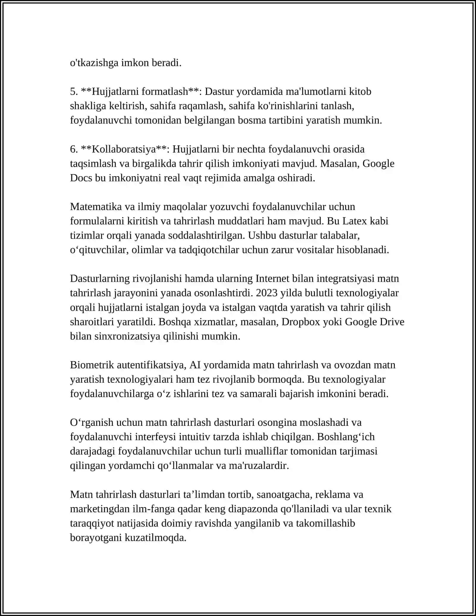 WORD MATIN TAXRIRLAGICHIDA HISOBLASH ISHLARINI BAJARISH 4