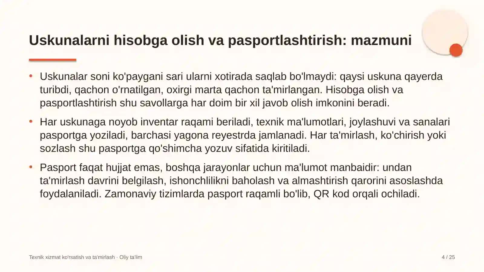 Avtomobil bozorlarida uskunalarni hisobga olish va pasportlashtirish 4