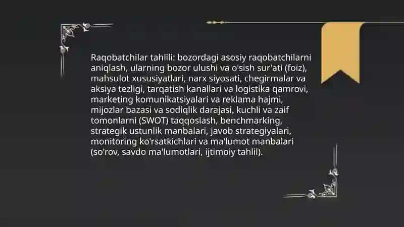 Savdoni amalga oshirish uchun Marketing strategiyasini ishlab chiqishdagi tahlil 4