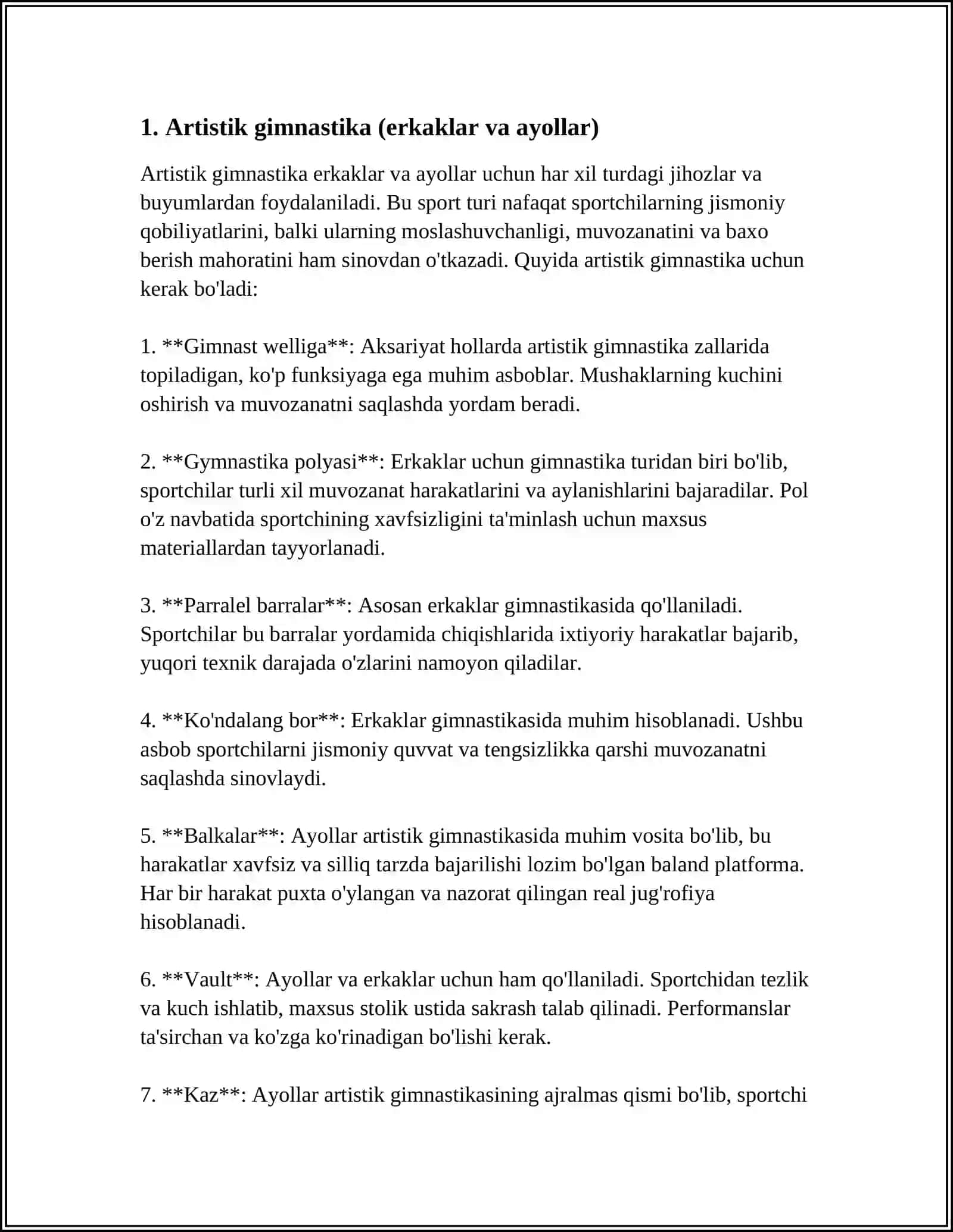 GIMNASTIKA SPORT TURLARI JIHOZLARI HAMDA BUYUMLARI 4