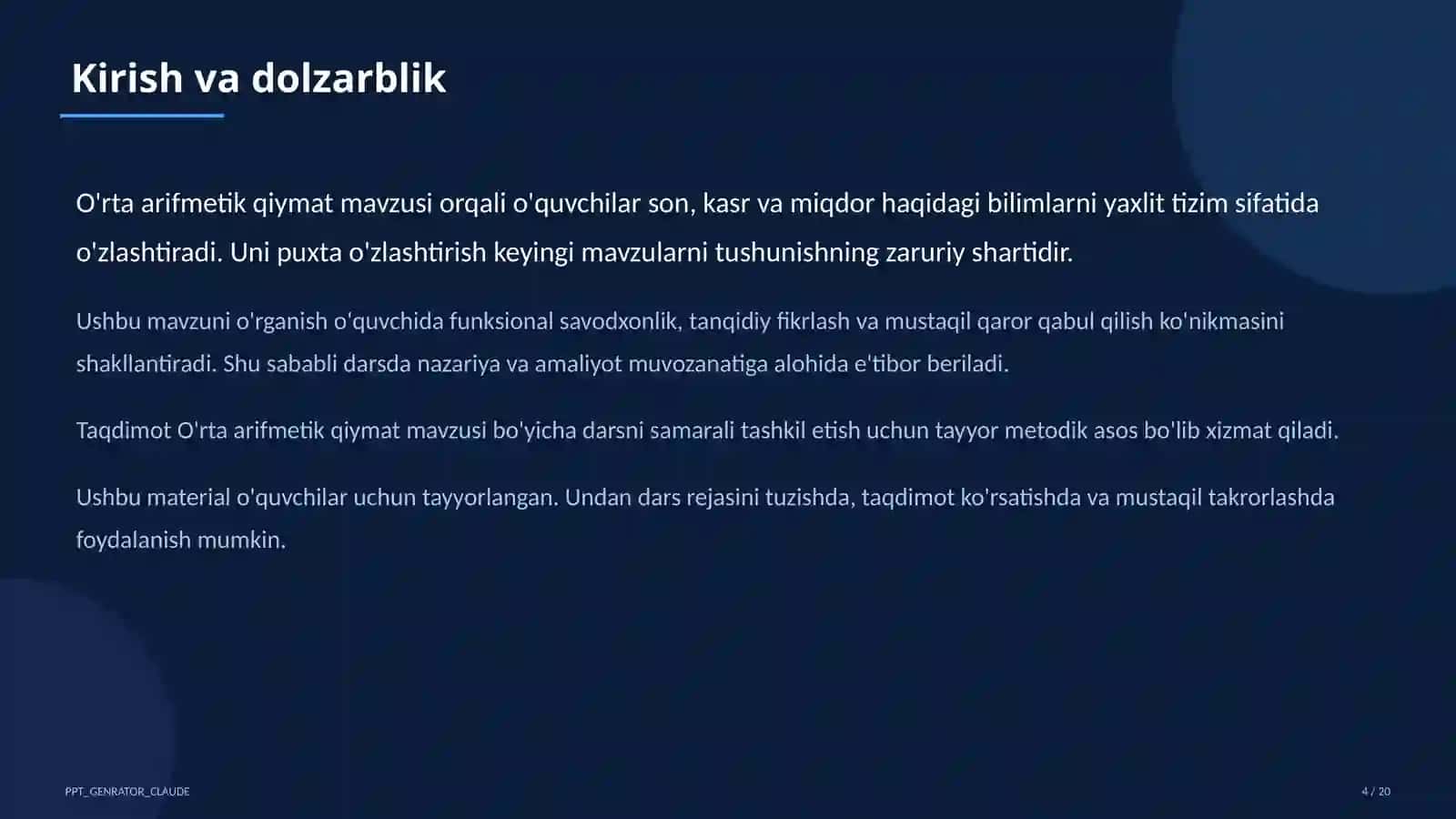 O'rta arifmetik qiymat (5-sinf) 4
