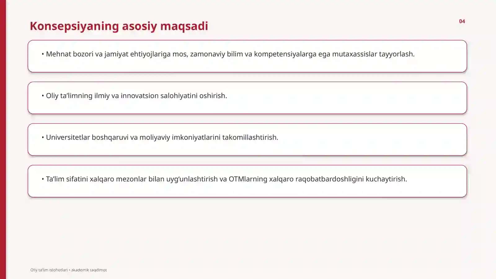 OLIY TA’LIM TIZIMIDAGI ZAMONAVIY ISLOHOTLAR 4