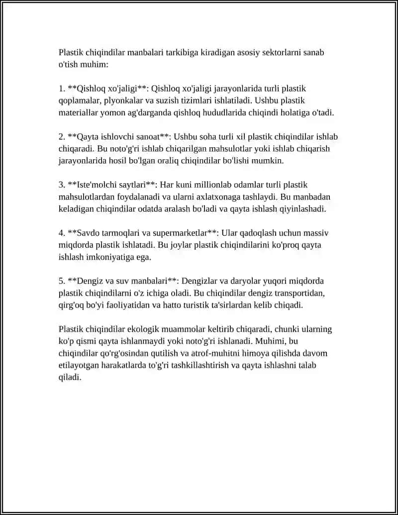 PLASTIK CHIQINDILAR VA ULARNI EKOLOGIK HAFI 4