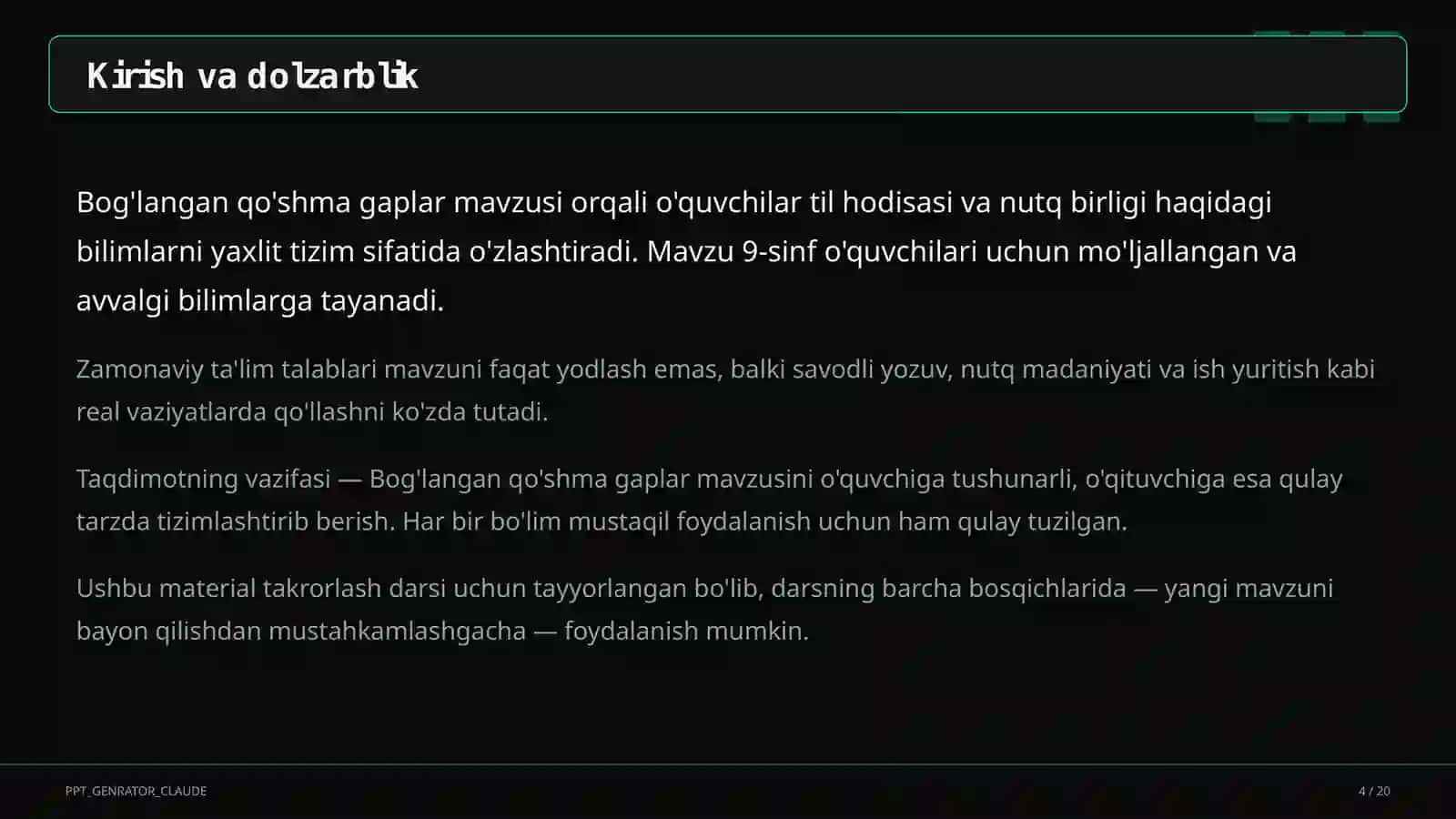 Bog'langan qo'shma gaplar (9-sinf) 4