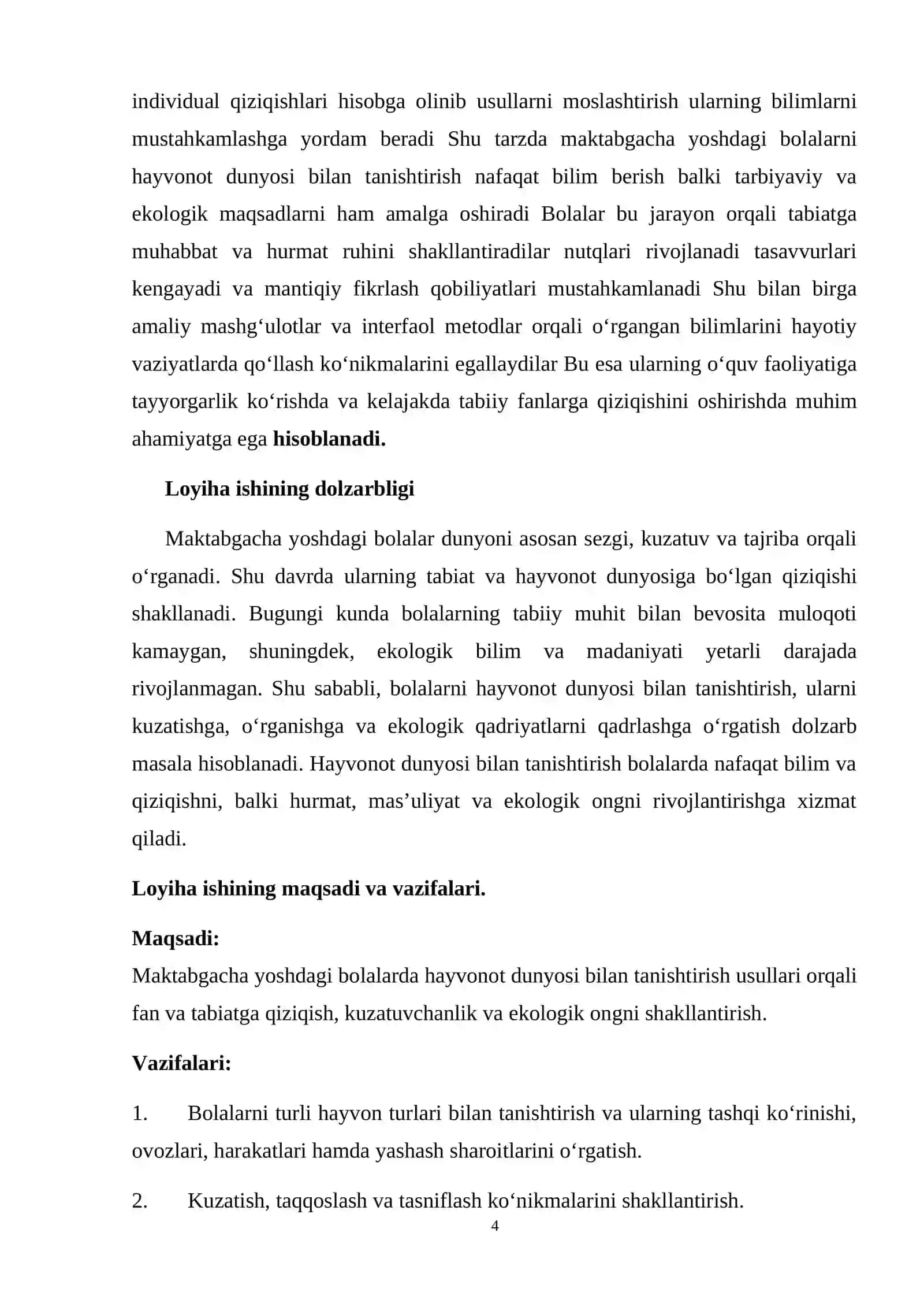 Maktabgacha yoshdagi bolalarni hayvonot dunyosi bilan tanishtirish usullari 4