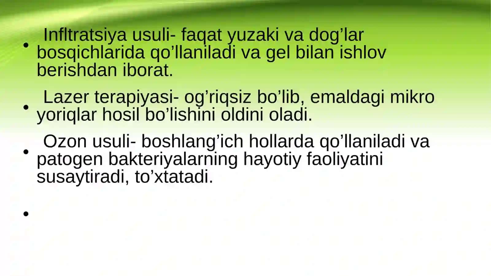 Yuza kariesni klinik kechishi va shakliga qarab davolash 4