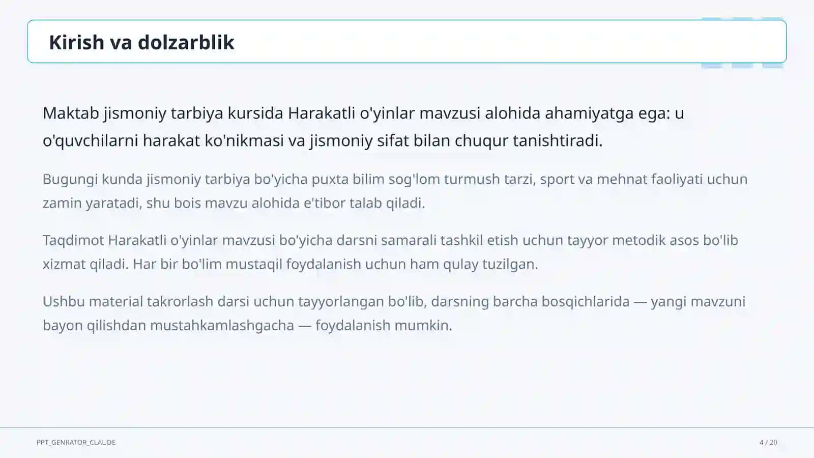 Harakatli o'yinlar (1-sinf) 4