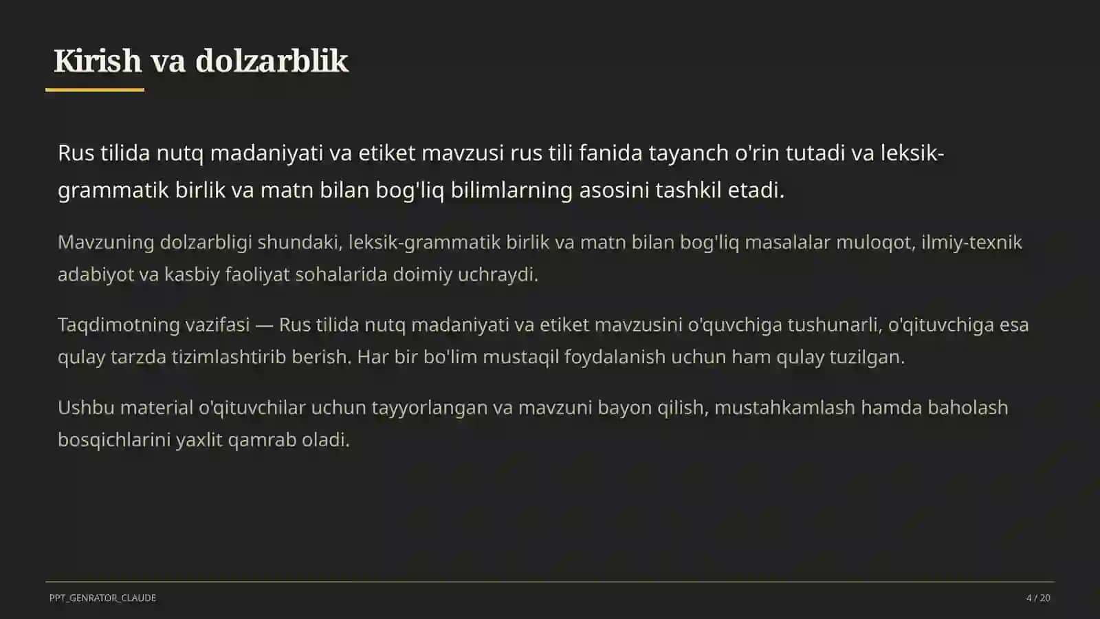 Rus tilida nutq madaniyati va etiket (11-sinf) 4