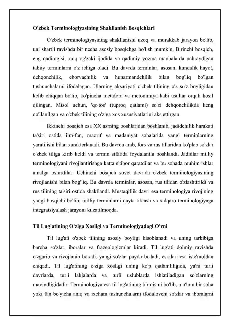 O'zbek Terminologiyasining Taraqqiyot Bosqichlari 4