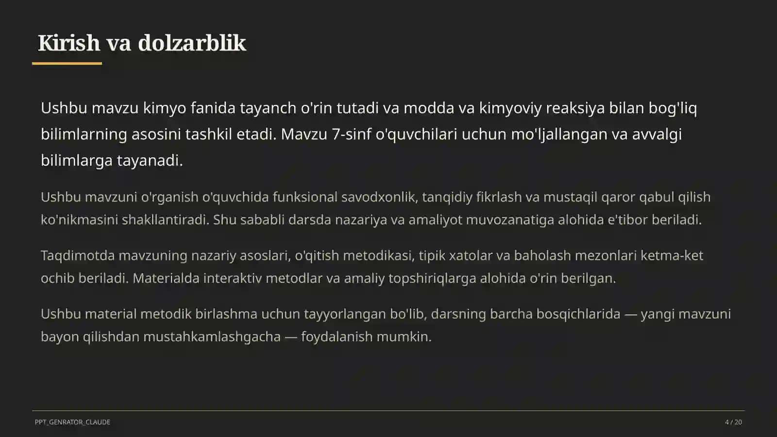 Moddalar va ularning xossalari: sof modda va aralashma (7-sinf) 4