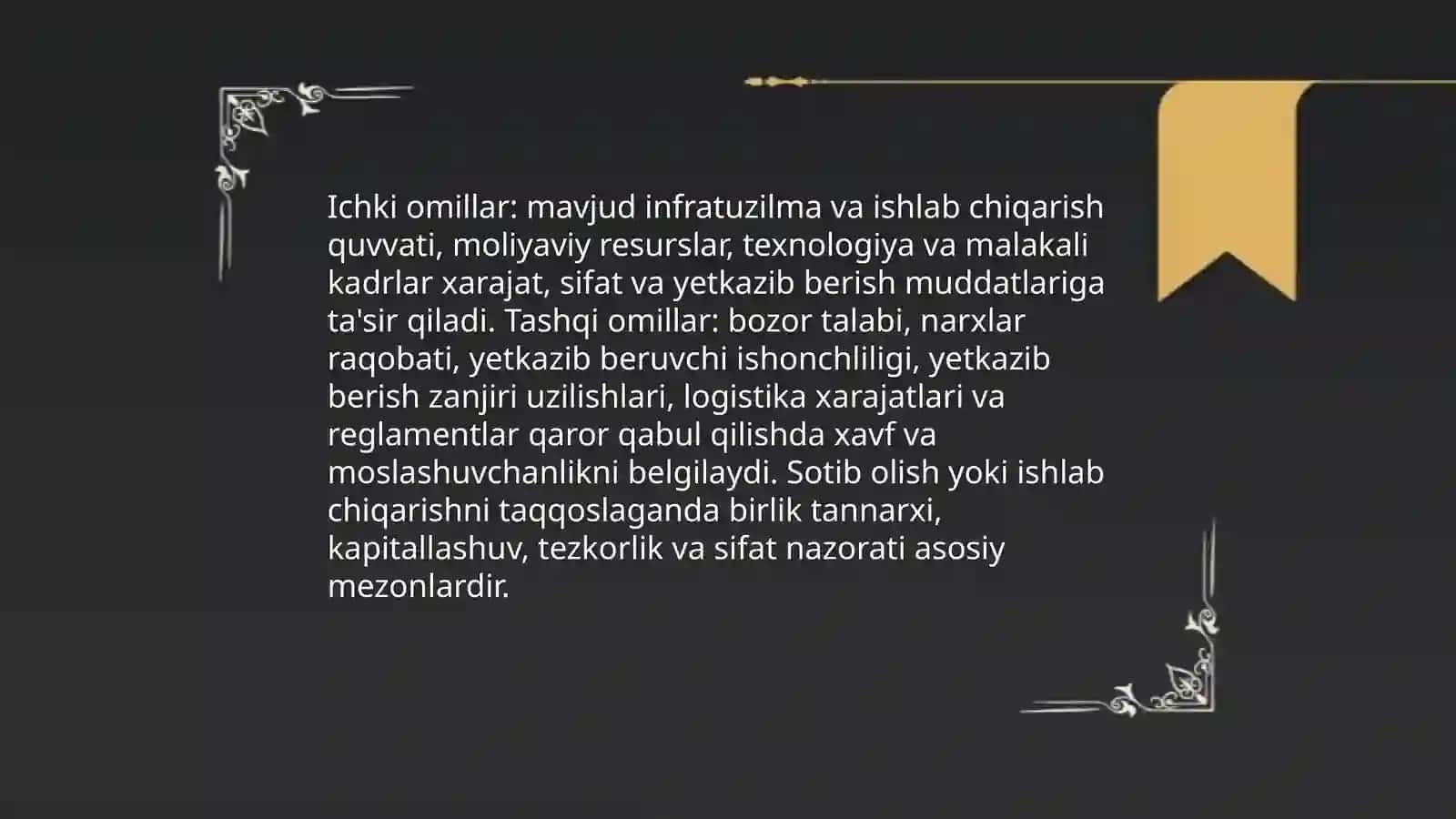 Sotib olish yoki ishlab chiqarish qarorini tanlash 4