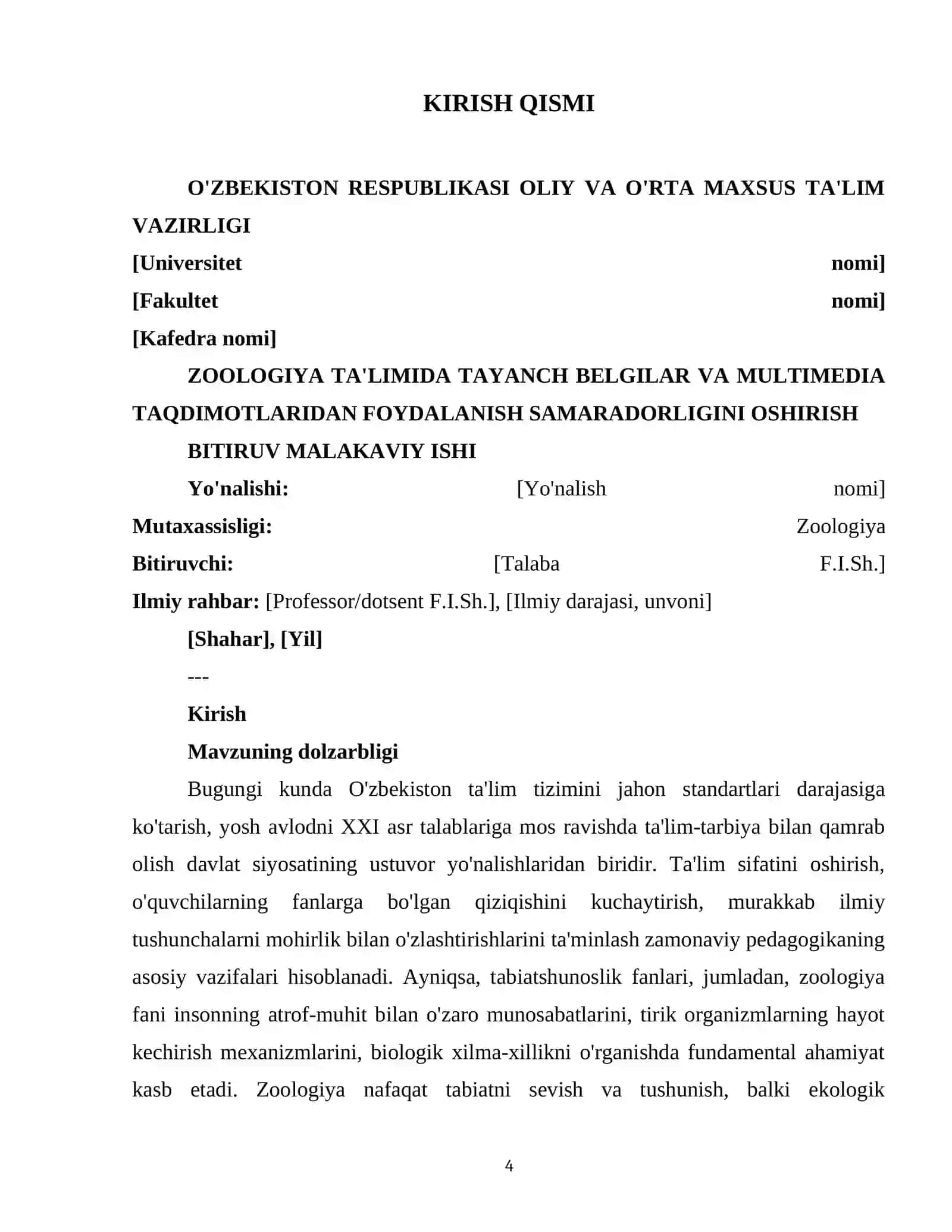Zoologiya ta‘limida tayanch belgilar va multimedia taqdimotlaridan foydalanish. 4
