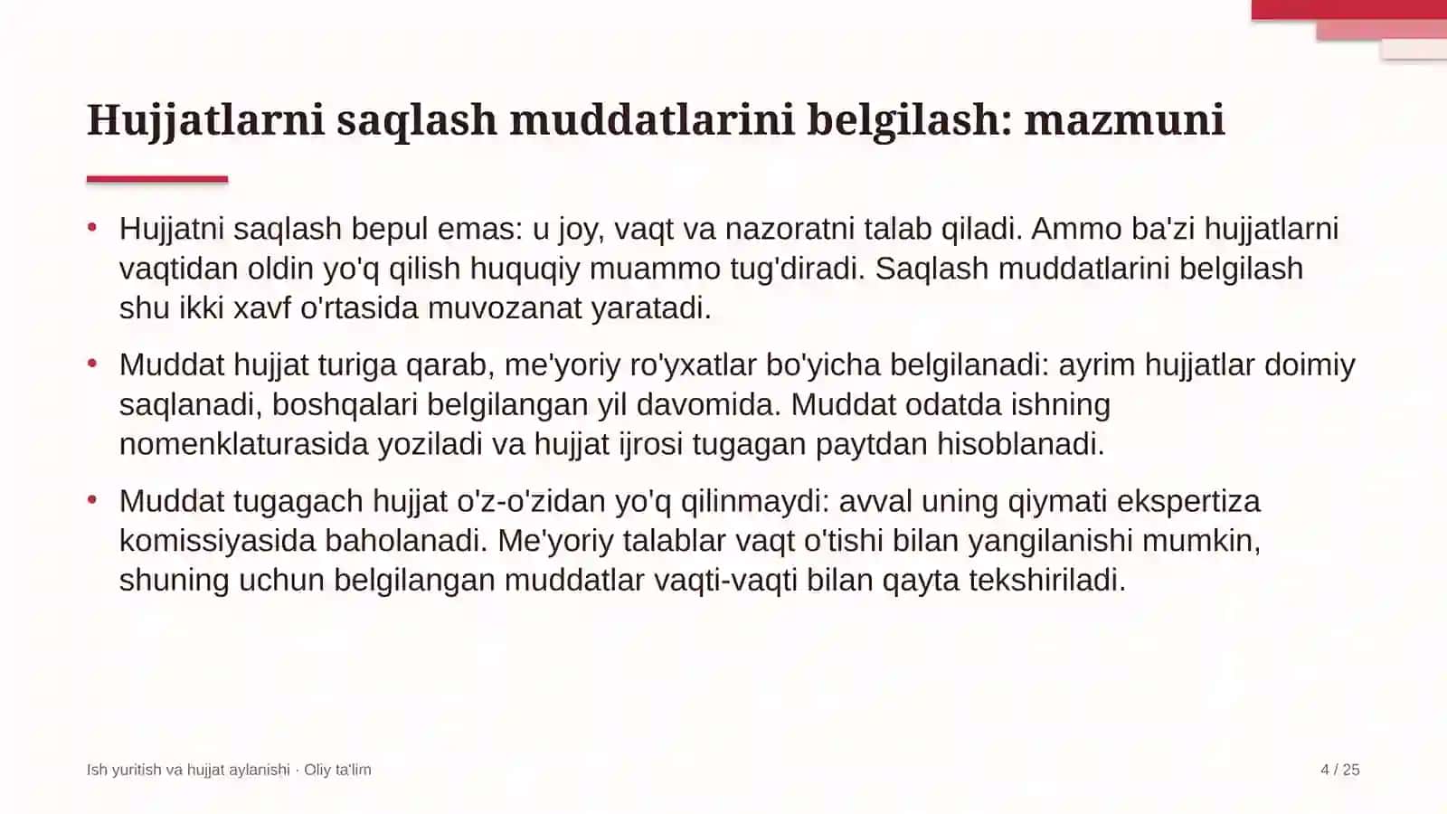 Konserva zavodlarida hujjatlarni saqlash muddatlarini belgilash 4