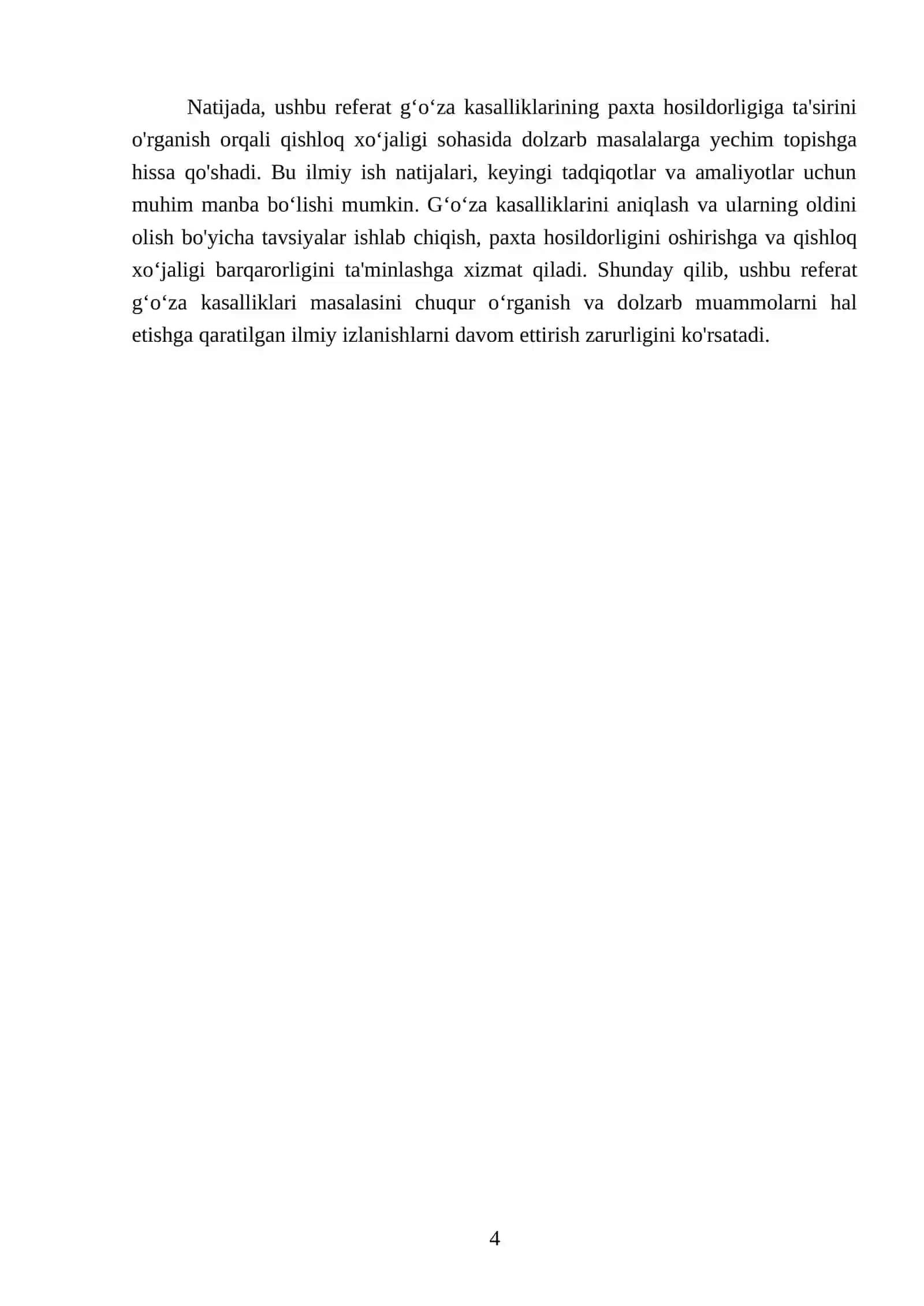 Gʻoʻza kasalliklarining paxta hosildorligiga tasiri 4