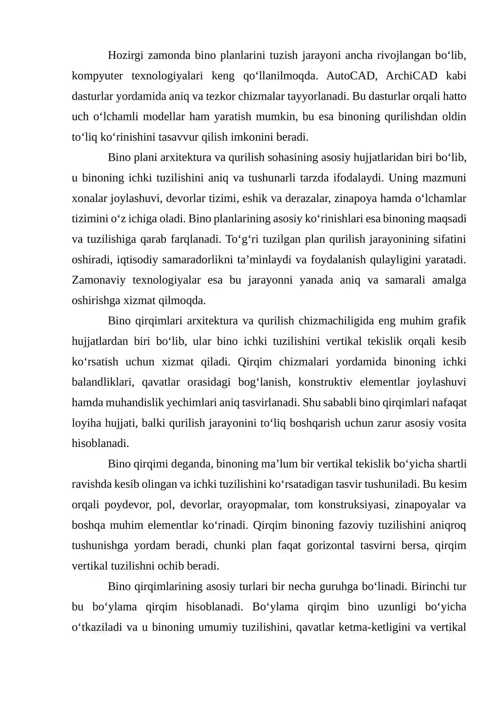 Bino planlari va qirqimlari, fasadi 4