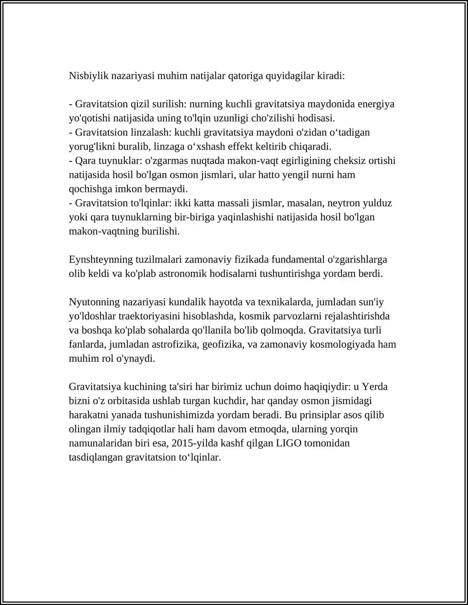 GRAVITATSION KUCHLAR VA BUTUN OLAM TORTISHISH QONUNI 4