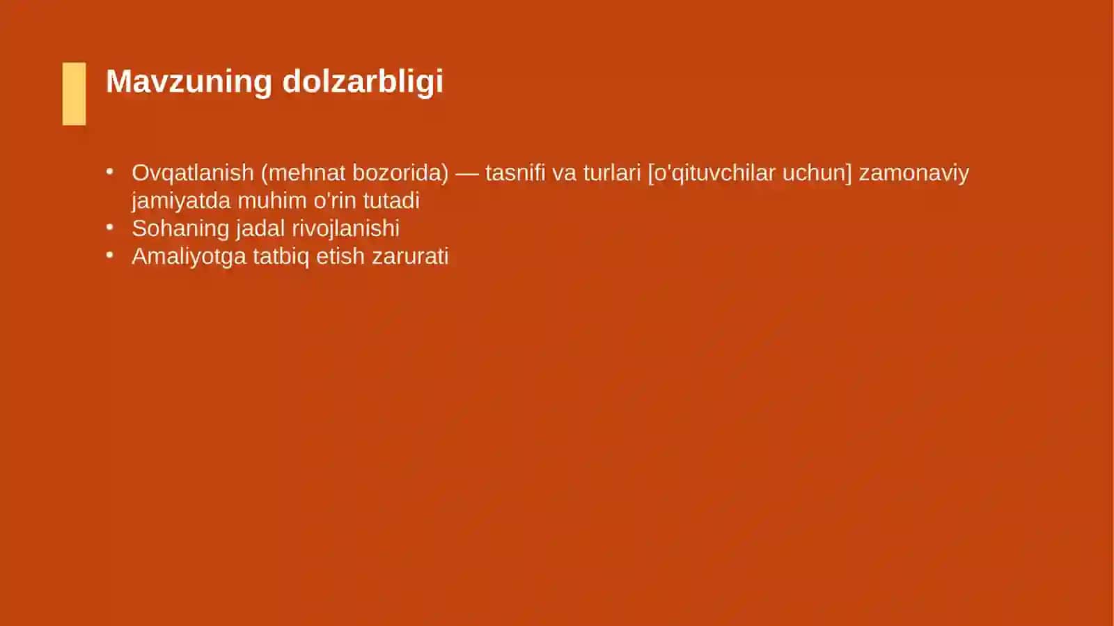 Ovqatlanish (mehnat bozorida) — tasnifi va turlari [o'qituvchilar uchun] 4
