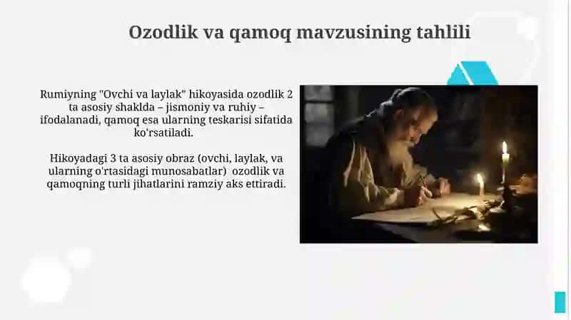 J.Rumiyning ovchi va lochin rivoyatining mohiyati va tarbiyaviy ahamiyati 4
